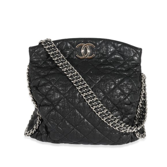 Chanel Black Washed Lambskin Chain Around Hobo - Picture 1 of 7